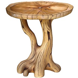 Rustic Wabi sabi Sculptural Style Root solid Wood Side Table 3D model 3D