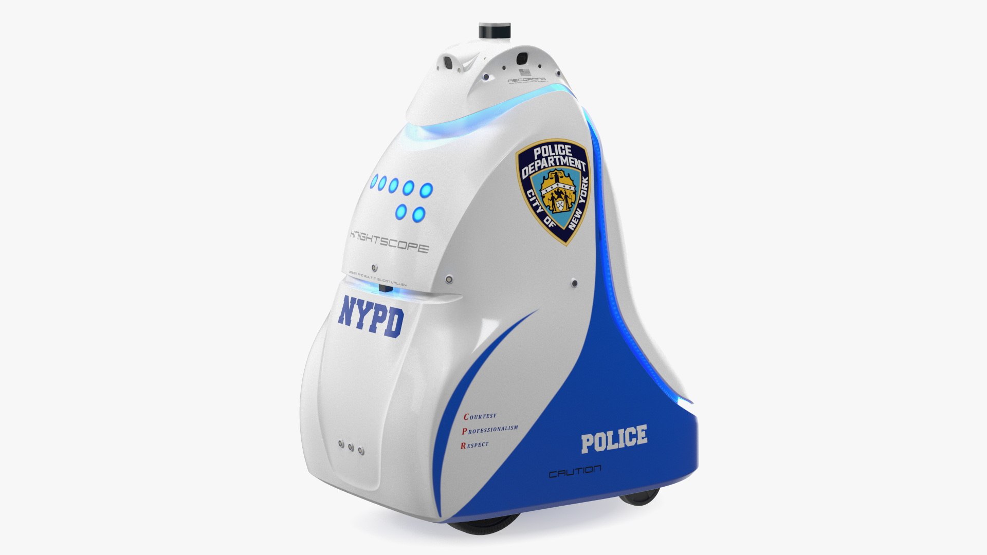 NYPD K5 Autonomous Security Robot Rigged for Cinema 4D 3D model preview