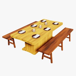3D Table and Chair Restaurant Full Set2 model