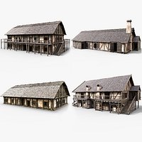 MEDIEVAL INDUSTRIAL HOUSE TAVERN INN VILLAGE FARM HUT COLLECTION