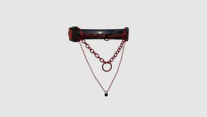 Choker Collar C08 Black Red - Character Design Punk Gothic 3D model