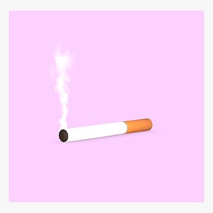 3D Cigarette with smoke Low poly model