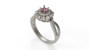 solitaire engagement ring 3D