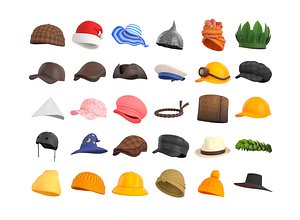 3D Hats and Helmets Pack 11 model