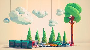 3D Low Poly Road trip Pack model