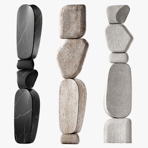 3D Standing Stone Pillars Modern Abstract Sculpture