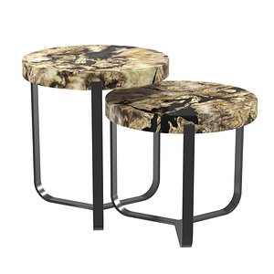 Oroa tripod leg wooden nesting side tables Andrew Martin nova 3D model