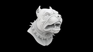 3D Aggressive Pitbull Bust 3D Print Model
