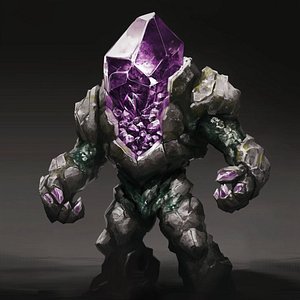 Crystal Golem  Fantasy Rock  Crystal Creature 3D