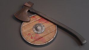 Medieval Weapons Axe And Shield 3D Model 3D model