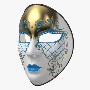 3D Blue Full Face Masquerade Mask