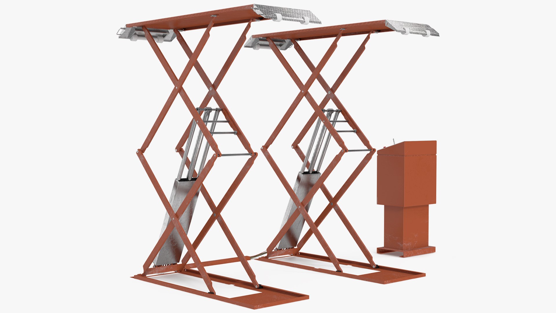 Industrial Car Lift Rigged 3D model preview