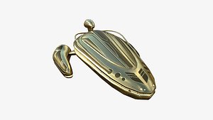 3D Alien Spaceship UFO H07 Gold - Sci Fi Spacecraft Design