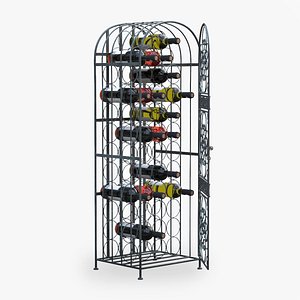 Lockable Rack with Wine Bottles Open