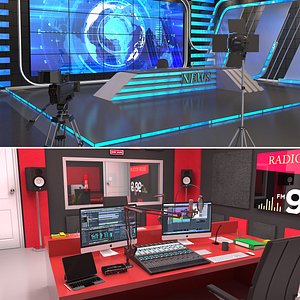 3D TV Studio and Radio Studio model