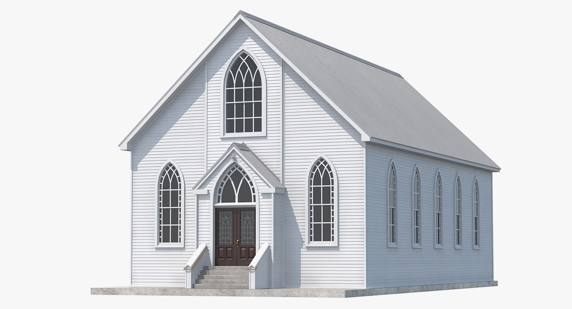 Wooden White Painted House 3D model preview