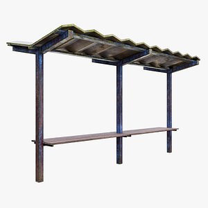 3D Old Abandoned Bus Stop