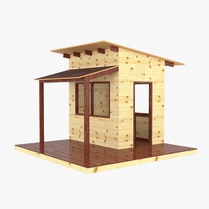 3D High quality wooden children playhouse model