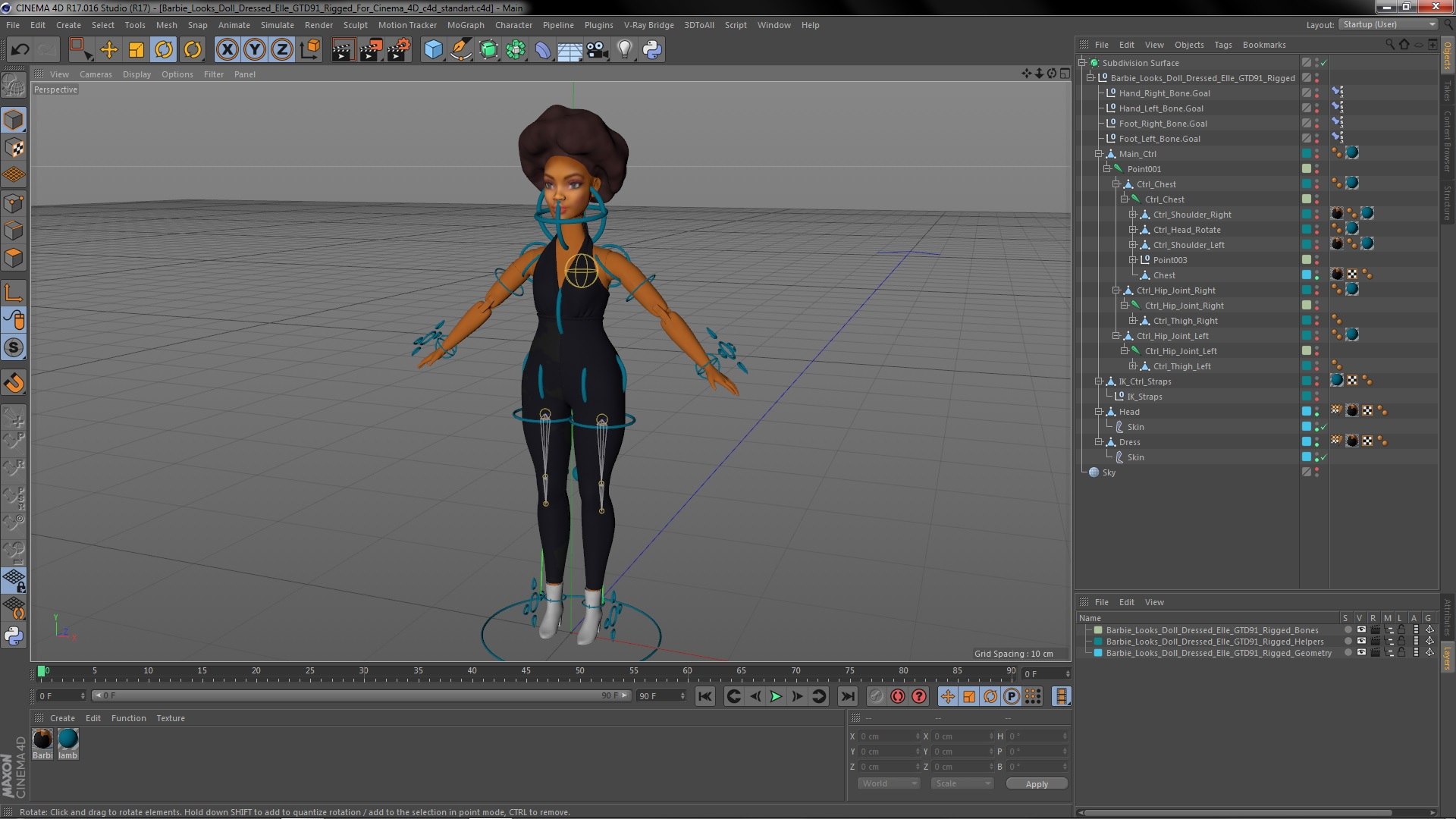 Barbie Looks Doll Dressed Elle GTD91 Rigged For Cinema 4D 3D Model ...