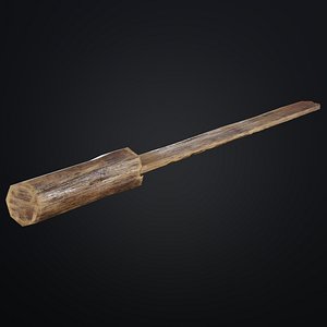 Old Wooden Knife PBR Game-Ready Lowpoly 3D Model