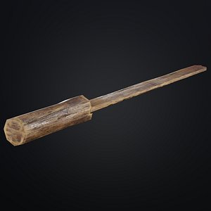 Old Wooden Knife PBR Game-Ready Lowpoly 3D Model