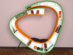 3D bookcase books model