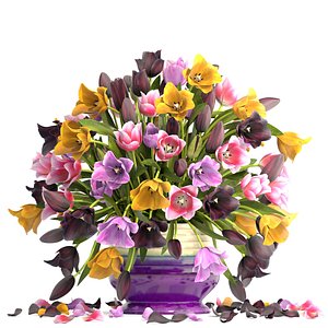 bouquet tulips 3D model