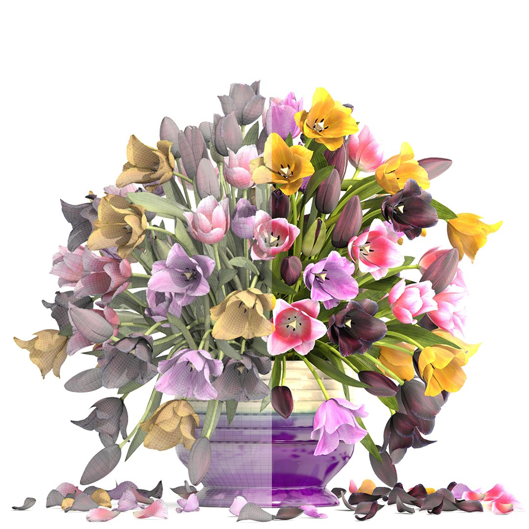 Bouquet Tulips 3D Model - TurboSquid 1270366