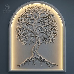3D Tree of Life Arch wall decor Relief STL Mural CNC 418 model