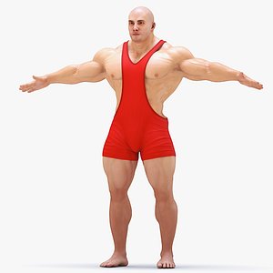 3D Fit Athletic Male in Red Leotard