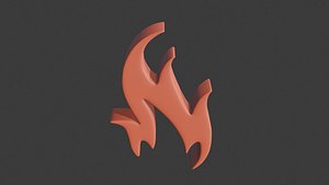 fire icon 16 3D model