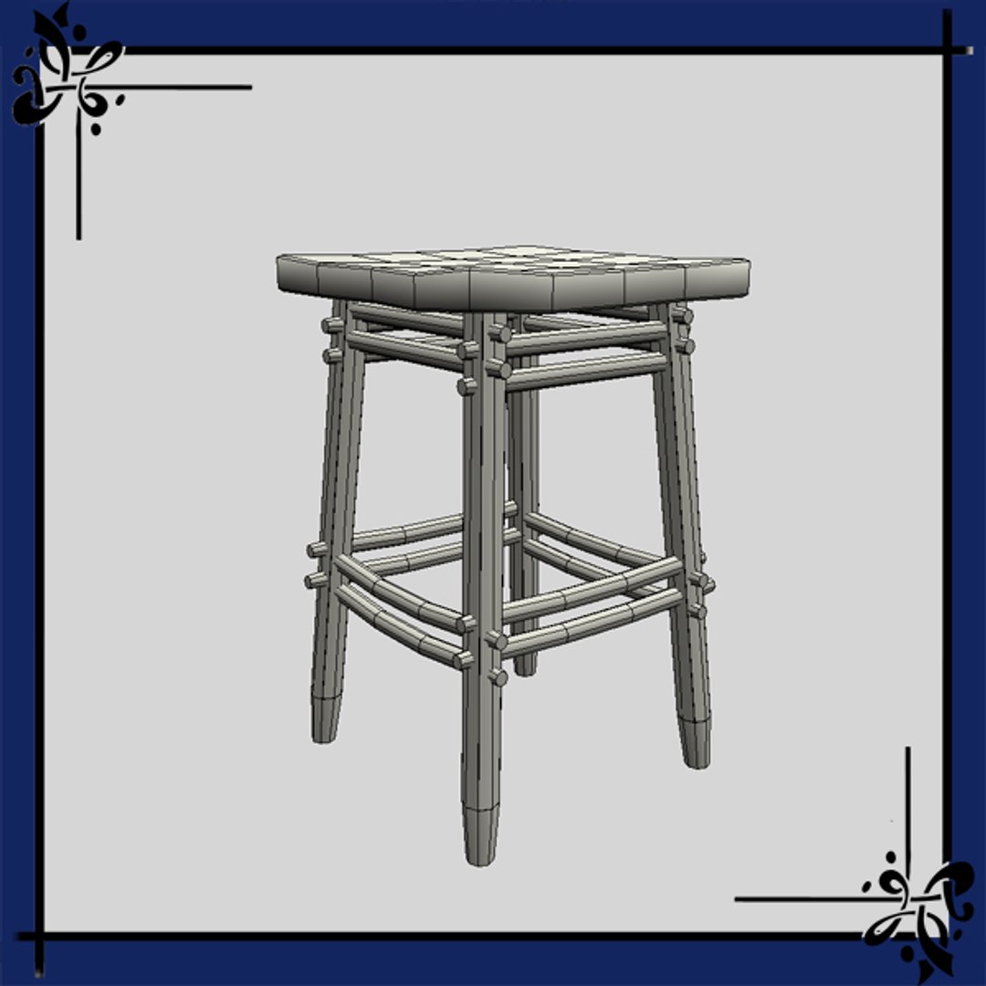 3d Model Of Fantasy Style Table Stool