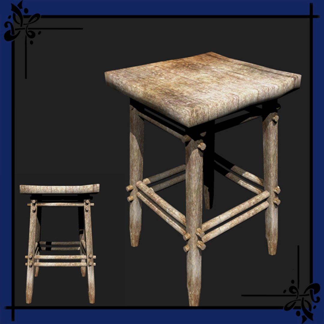 3d Model Of Fantasy Style Table Stool