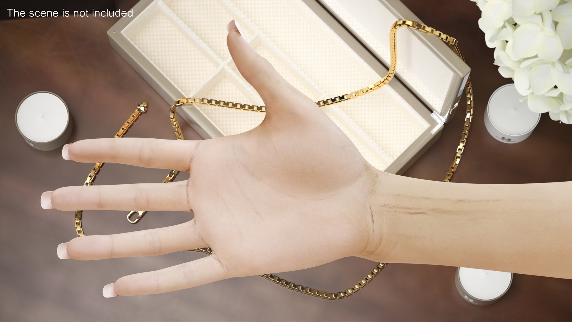 White Female Hand Rigged for Maya 3D model preview