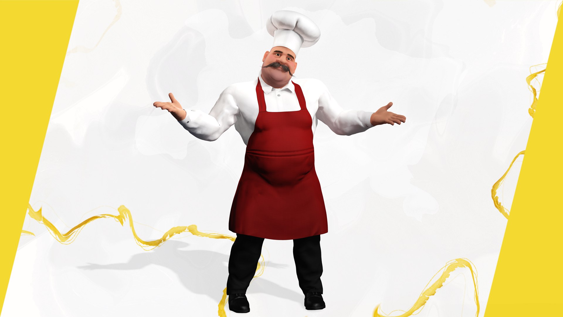 3D Cartoon Cook With Apron Fully Rigged Stylized Cartoon Chef Model ...