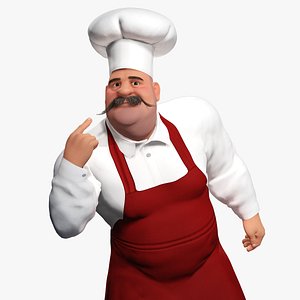 3D Cartoon Cook with Apron Fully Rigged Stylized Cartoon Chef model