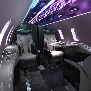 Learjet Fantasy Concept Interior and Private Jet Seats 3D