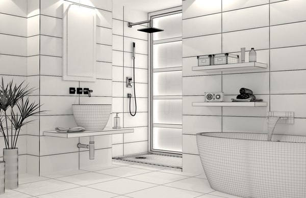bathroom ceramic modern 3d max