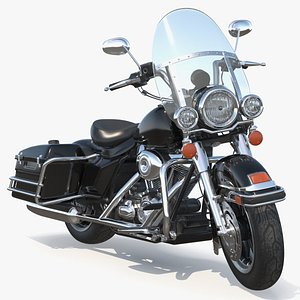 Classic Road King Motorcycle Black Rigged 3D model