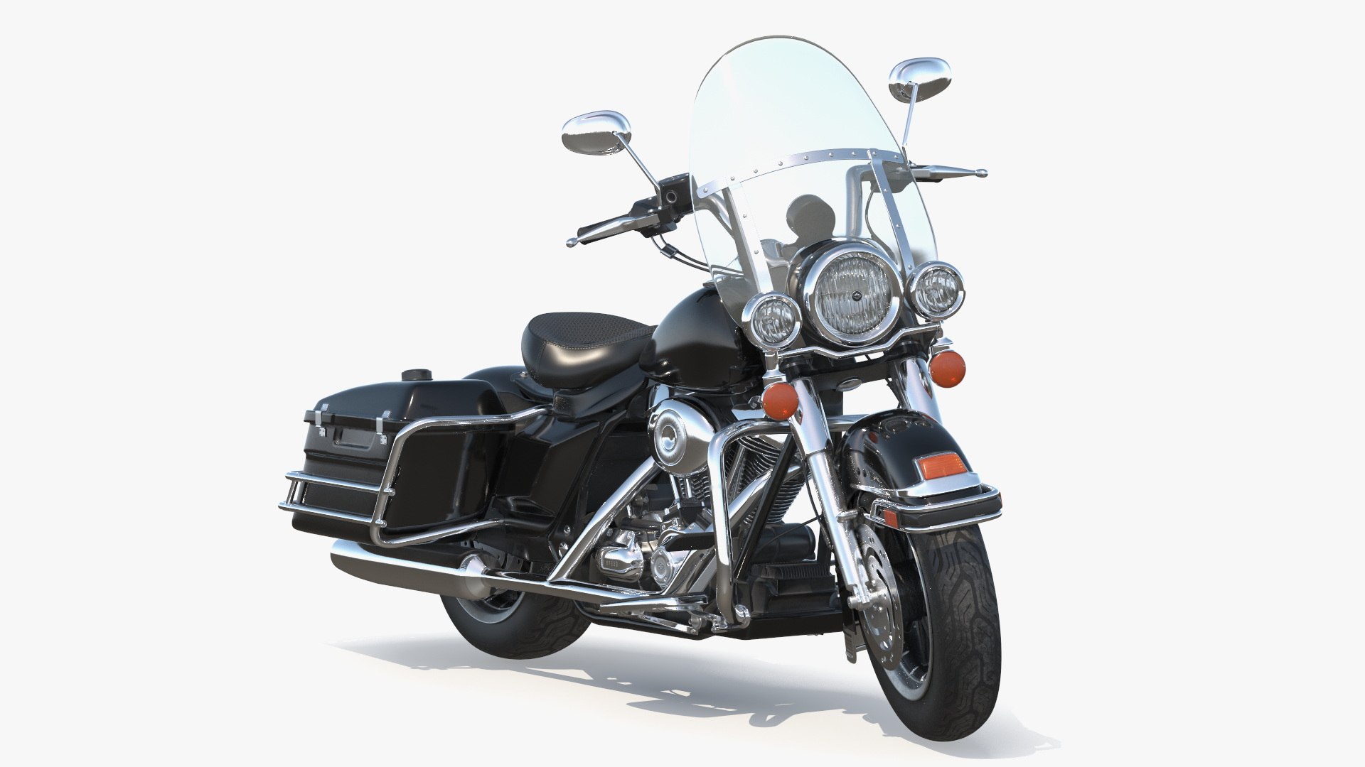 Classic Road King Motorcycle Black Rigged 3D model for vehicle visualization, games, animation, transport scenes, and automotive rendering