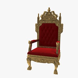 Red Gold Throne Baroque Chair 3D model