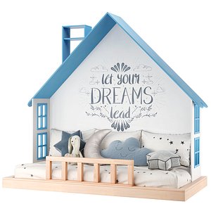 Baby Cafe Viola and Baby Cafe blue beds houses 3D model