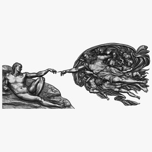 Creation of Adam by Michelangelo art bas-relief