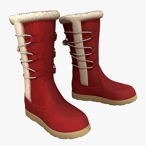 Womens Winter Lace Up Snow Boots With Fur 3D model