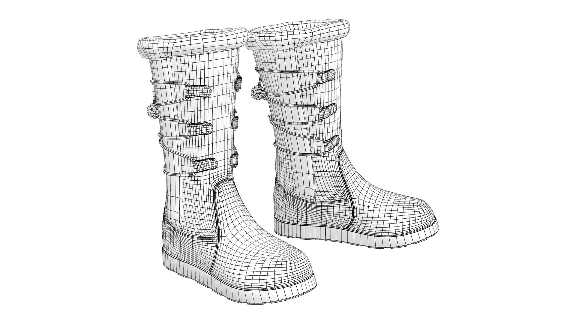 Womens Winter Lace Up Snow Boots With Fur 3D Model - TurboSquid 1884131