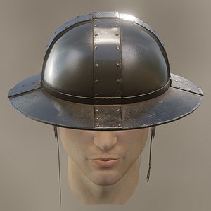 3D medieval knight kettle hat model