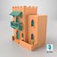 Marokański dom w stylu kreskówkowym, model 3D Low Poly