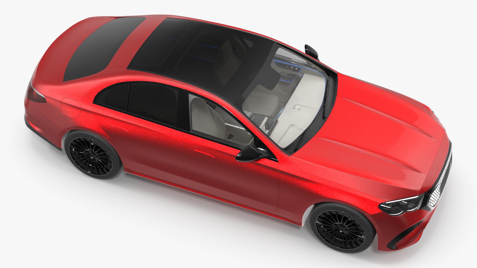 Luxury Car Red Sedan Rigged for Cinema 4D 3D model preview