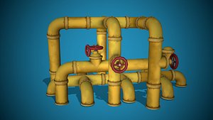 stylized modular pipes ready 3D model