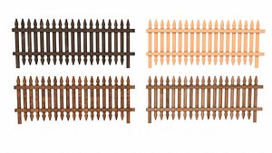 3D Wooden Fence model